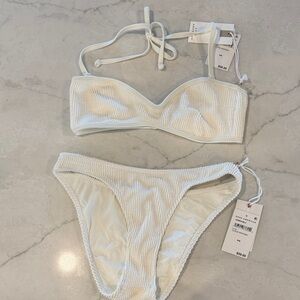 Good American Ivory Textured Bikini Set